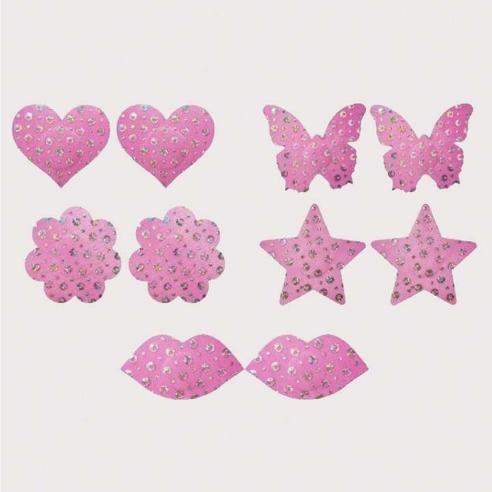 5 pair pack of pink holographic pasties